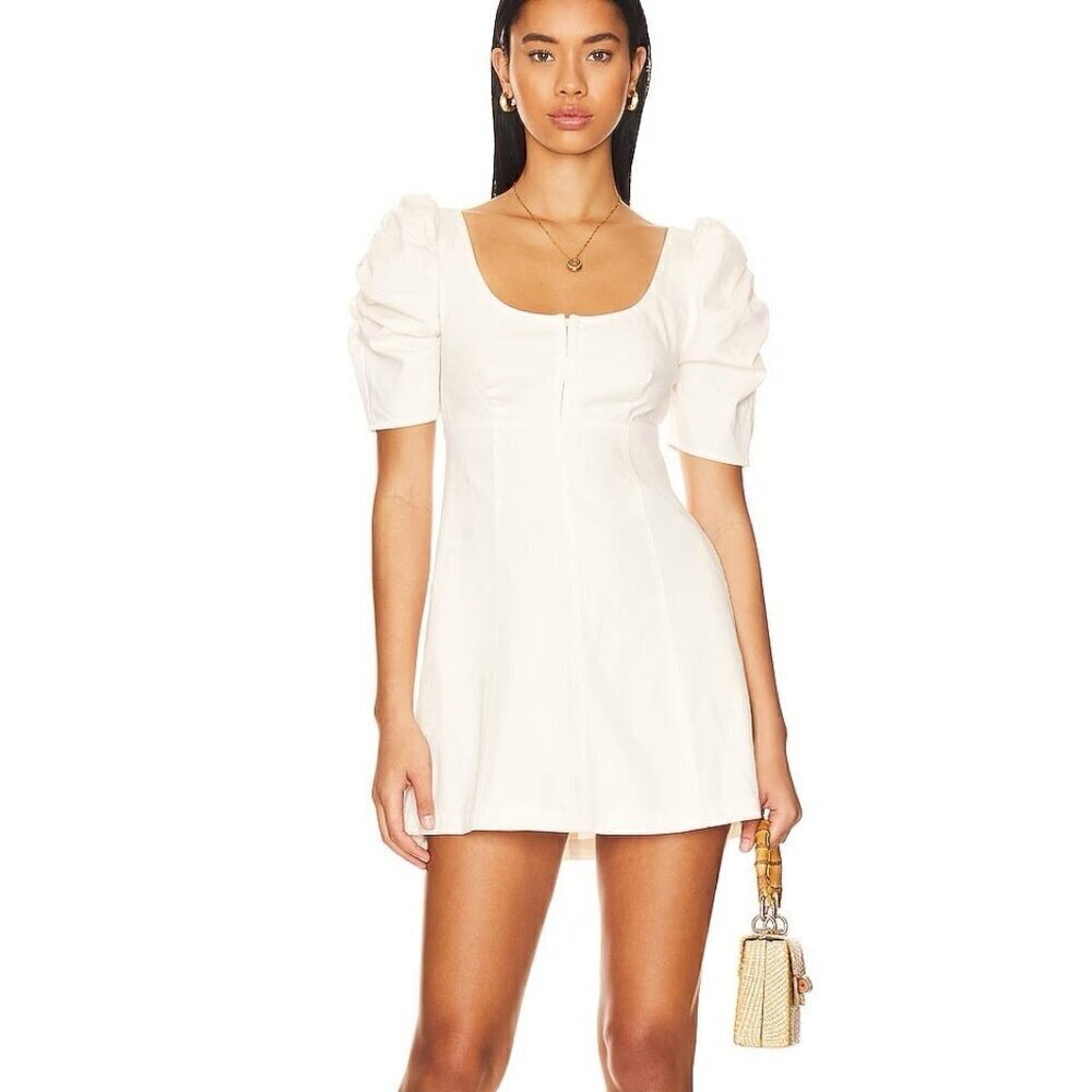 Free People NWT Cheyenne Denim Mini in Ivory XL